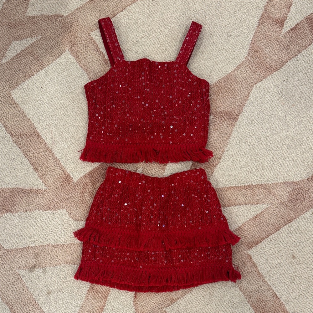 Habitual Girl Red Sequin Kids Matching Set 7/8